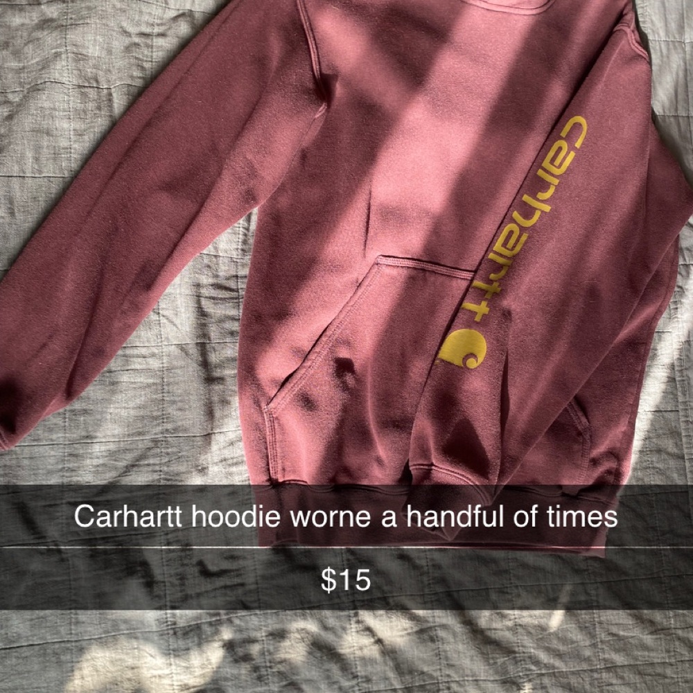 Carhartt Women's Maroon Hoodie with Yellow Logo